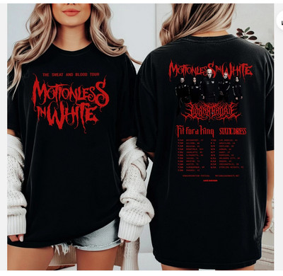 Motionless In White The Sweat And Blood Tour 2026 2 side shirt reprint