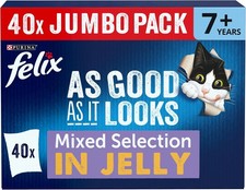 FELIX As Good it Looks Senior 7+ Wet Cat Food Mixed 85 g (Pack of 40)  4.91 per kilo