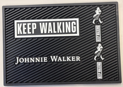 Johnnie Walker Bar Mat Keep Walking Scotch Whisky Spill Mat Rail Drip Mat -Used