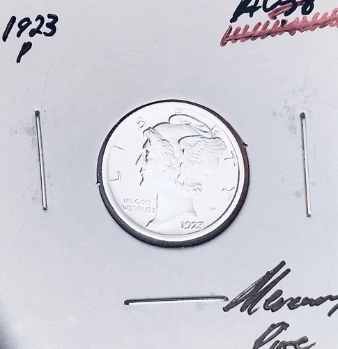 1923-P Philadelphia Mint Mercury Dime, Superb Gem AU+++, RARE This Nice!