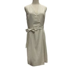 Alex Marie Women's Striped Sleeveless Wrap Dress Tan Tie Waist Size 12