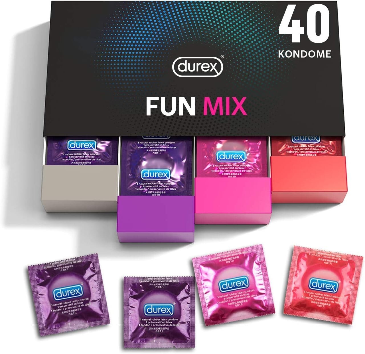 Durex Fun Mischpackung 40 Stück Kondome Ultra Extra Feucht Erdbeere Pleasuremax Durex Fun Mischpackung 40 Stück Kondome Ultra Extra Feucht Erdbeere Pleasuremax