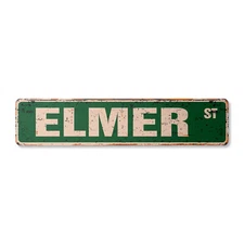 ELMER Vintage Street Sign Childrens Name Room| Indoor/Outdoor