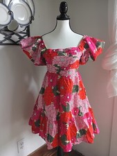 Medium Listicle Womens Floral Flowers Dress Anthropologie Pink tea dress 