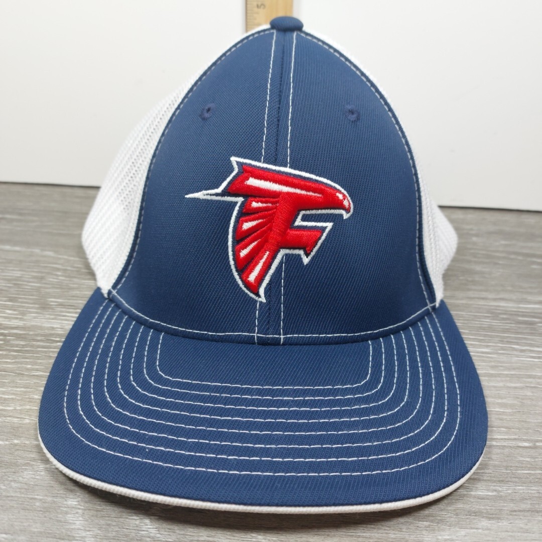 Atlanta Falcons Blue NFL Pacific Headwear Hat White Mesh Flexfit