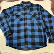 Wrangler Shacket Men  s Large Flannel Shirt Jacket Fleece Plaid Lined Pockets