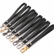 Black Genuine Leather Replace Clutch Pouch Bag Wallet Handle Purse Wrist Strap