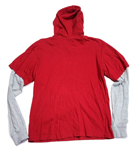 Point Zero Skull Sword Graphic Hooded Thermal-Sleeve Streetwear Red Shirt Men XL - Picture 9 of 9