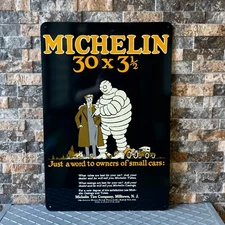 Vintage Michelin Tire Bibendum Small Cars Ad -  Metal Sign  - 24"x16" (60x40 cm)