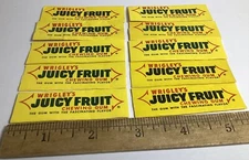 VINTAGE LOT OF TEN WRIGLEY’S CHEWING GUM WRAPPERS JUICY FRUIT NICE 