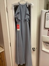 JJ  s House Dusty Blue Chiffon Bridesmaid Dress