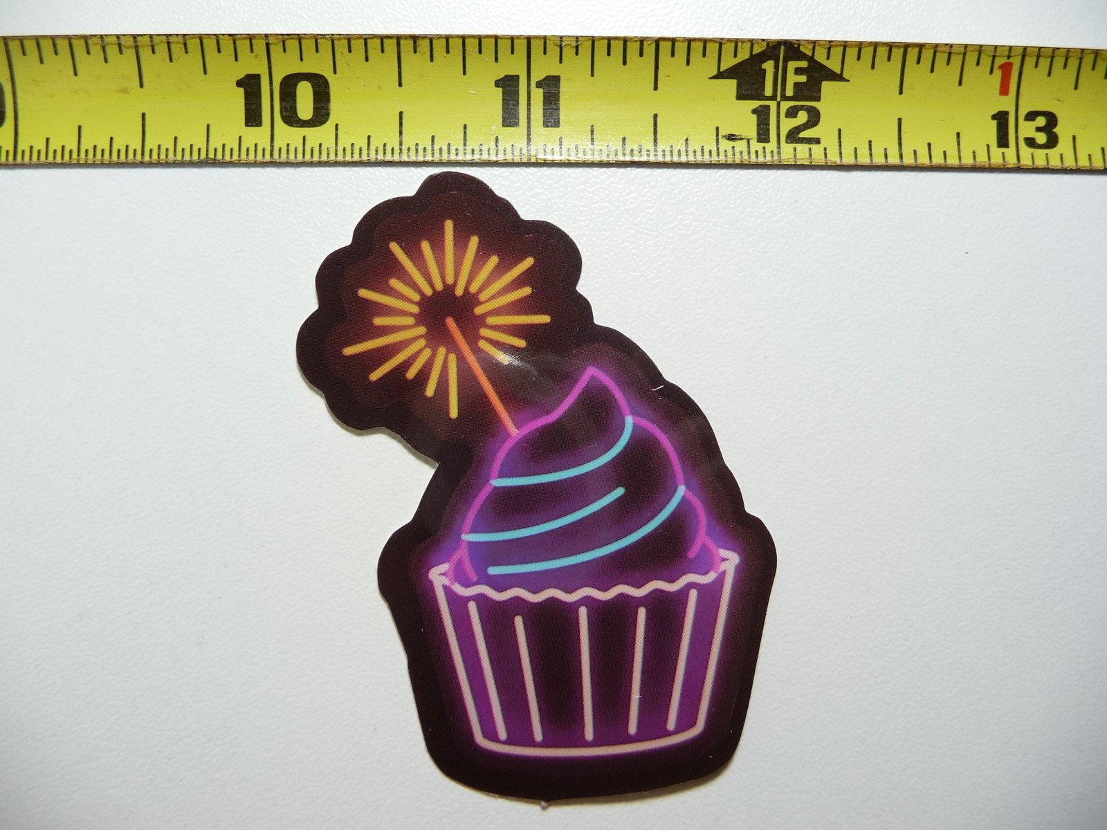 CUPCAKE WITH SPARKLER NEON STYLE STICKER DECAL COLORFUL FUNNY CELEBRATION-image