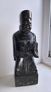 Antique Chinese carved soapstone emperor statue super detail