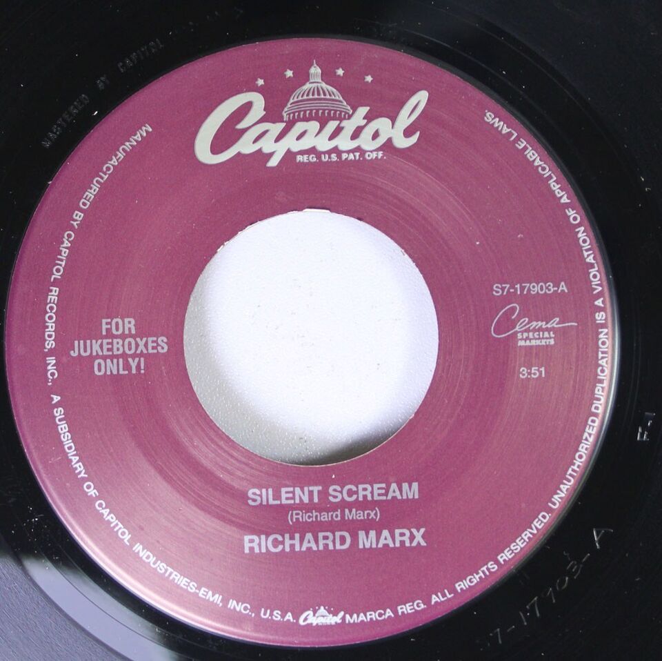 Rock 45 Richard Marx - Silent Scream / Soul Motion On Capital