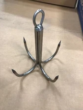 7 Inch 4 Prong Welded 5/16” Stainless Pier or Bridge Gaff With Eye For Rope