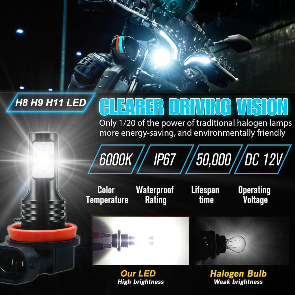 FOR 2007-2012 KAWASAKI Ninja ZX-6R ZX600 2x LED Headlight Bulbs