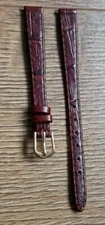 10mm CLASSIQUE CROCODILE GRAIN LEATHER BROWN APOLLO WATCH STRAP GOLD BUCKLE NOS.