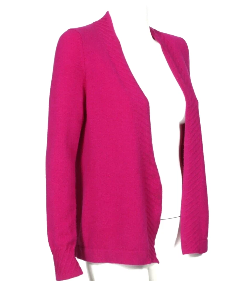Cárdigan suéter CHARTER CLUB 100 % cachemir magenta abierto cascadina para mujer XS/472 Foto 4 de 4