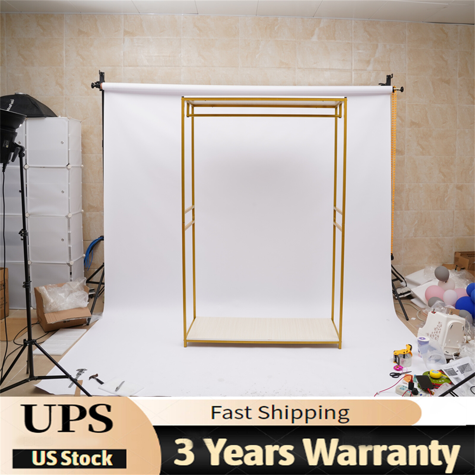 Gold Clothes Rack Wedding Dress Clothing Rack  Metal Garment Display 1.9m/74.8