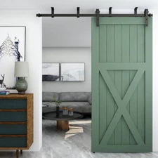 CCJH 4FT-20FT Ceiling Mount Sliding Barn Door Hardware Track Kit for 1/2 Door