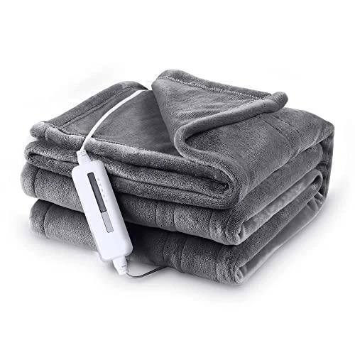 McJaw Heated Throw Electric Blanket 50x60 Cozy Flannel 5 Heating