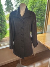 Kavu Button Front Gray Winter Lined Pea Coat Women's Size Medium