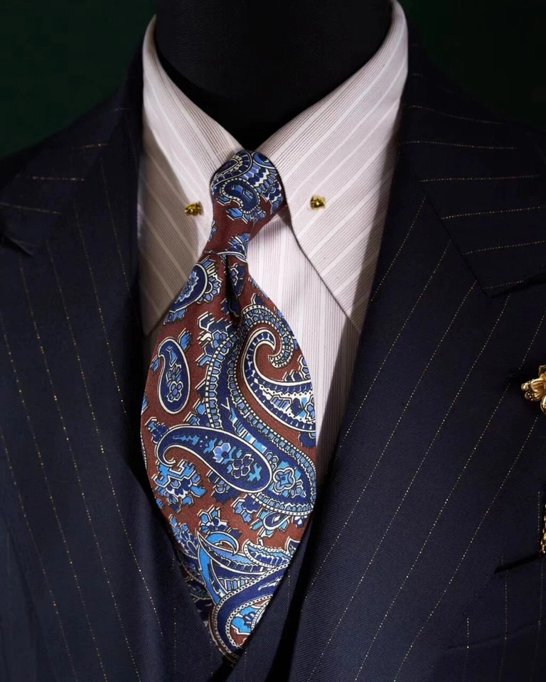 British Style Men's Striped Suits 3 Pieces Slim Wide Peak Lapel Jacket+Pant+Vest - Image 4 of 4