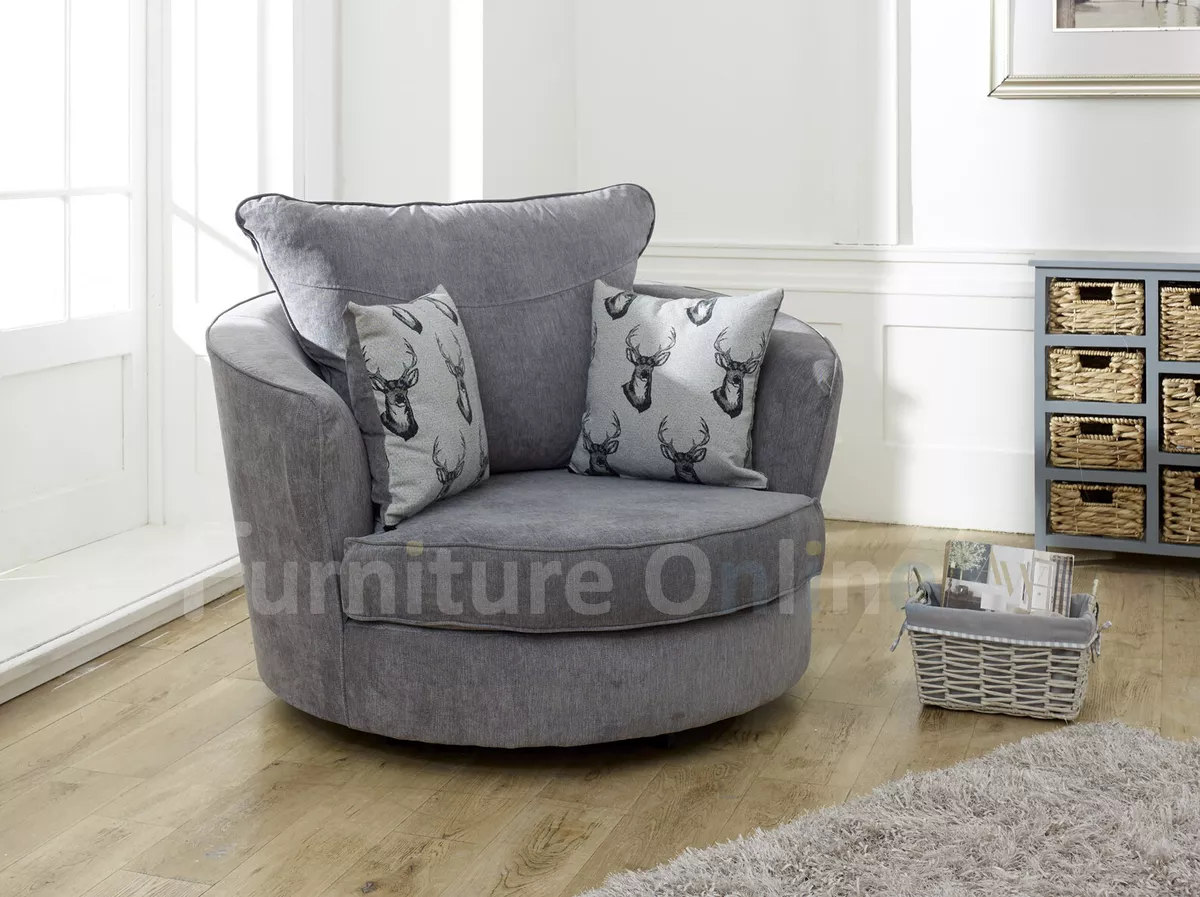 Verona Corner Grey 5 SEATER Scatter Back with swivel chair and footstool in opt