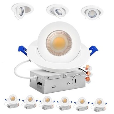  4 inch 5CCT Gimbal Led Recessed Lights, 360°+90° 6 Pack White-4 inch