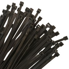 500 Pack 50 lb. Tensile Strength 7" Long UV Resistant Black Cable Zip Ties