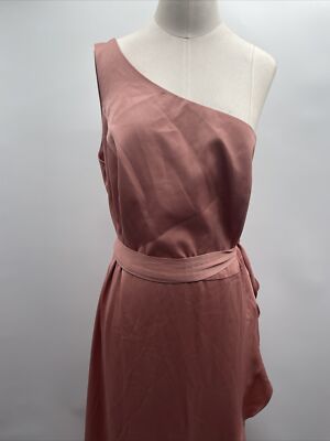 crepe-back satin one-shoulder bridesmaid dress Champagne One Shoulder A-line Satin Knee-Length Bridesmaid Dress Custom Color / US 14 main image 1