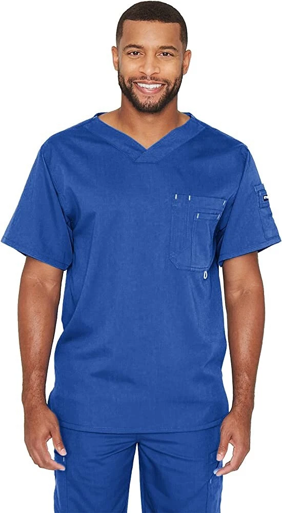 Greys Anatomy Scrub Top by Barco 3 pocket high Open V Neck New Royal
