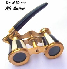 BRASS BINOCULAR MOTHER OF PEARL BINOCULAR NAUTICAL PIRATE SPYGLASS SET OF 10