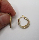 14K Yellow & White Gold Diamond-Cut Hoop Earrings .70" — photo 7
