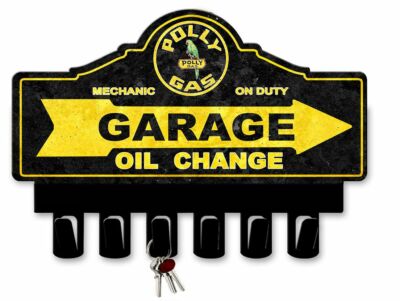POLLY GAS GASOLINE 14'' HEAVY DUTY USA MADE METAL KEY HANGER ADVERTISING SIGN