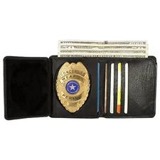 Police ID Badge Wallet Black | Genuine Leather Law Enforcement Holder Bifold Cas