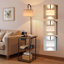 Uimoso Floor Lamp Lighting End Side Table Compact 3-Tier Shelves LED Nightstand