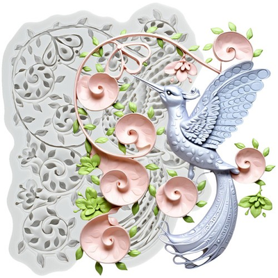 #ad TAOXIBEI Hummingbird Polymer Clay Mold and Flower Silicone gray $9.54