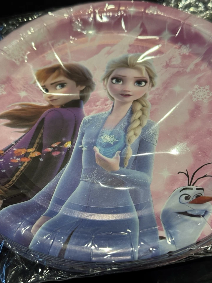  Frozen Party Plates & Napkins Set Elsa Anna Olaf Pink Birthday Supplies 20pc - Image 2 of 3