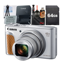Canon PowerShot SX740 HS Digital Camera (Silver) with SanDisk 64GB Memory Card +