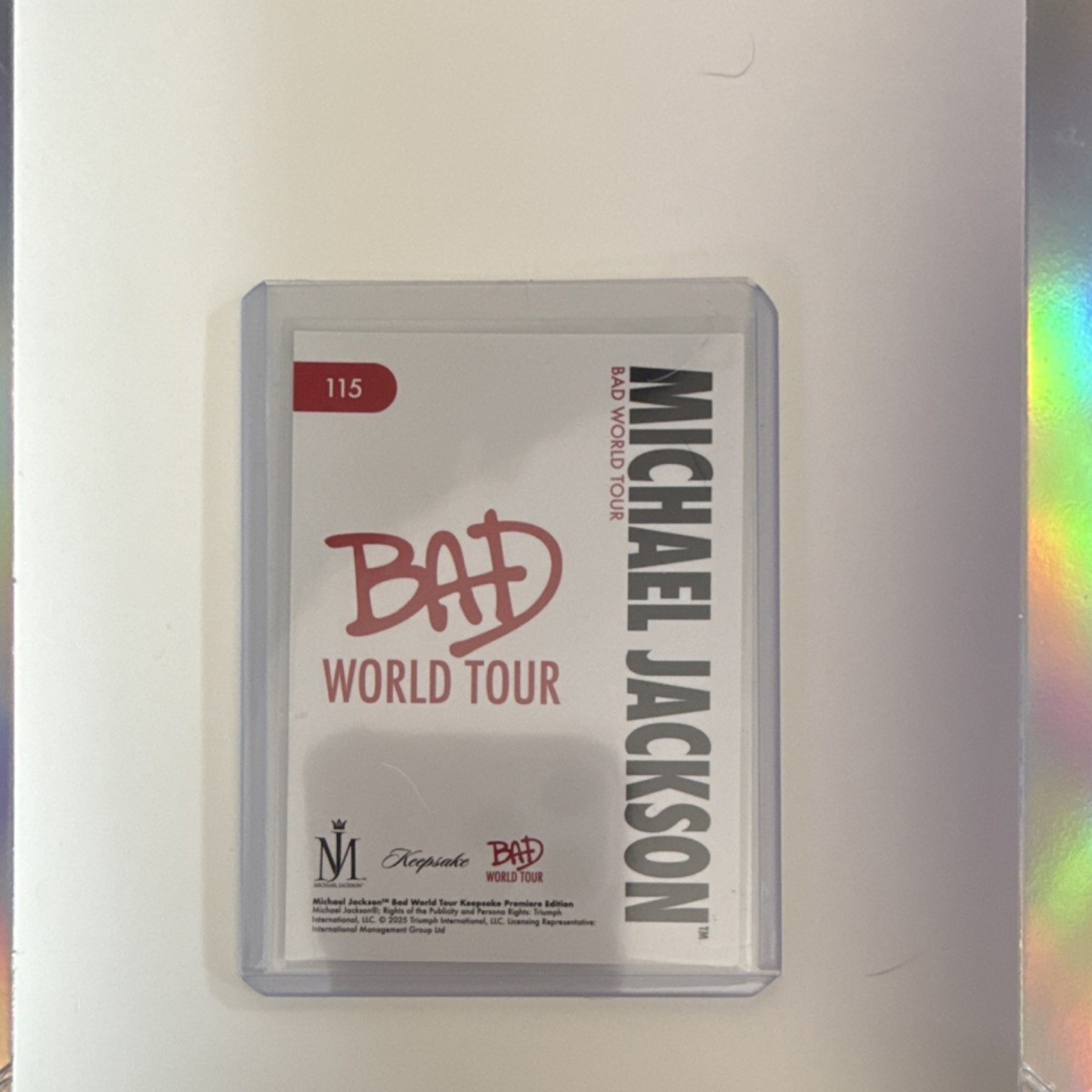 Michael Jackson Bad World Tour Keepsake HOLO VIP Pass Trading Card