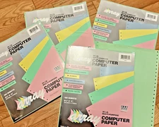 Continuous Computer Paper 9.5"x11" L&R Perf Blank 4 New Pk-100 Green New + Xtras