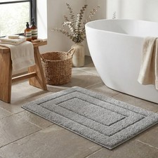 GRANNY SAYS 16x24" Gray Bath Rug-Non-Slip Microfiber Absorbent Shower Tub Mat