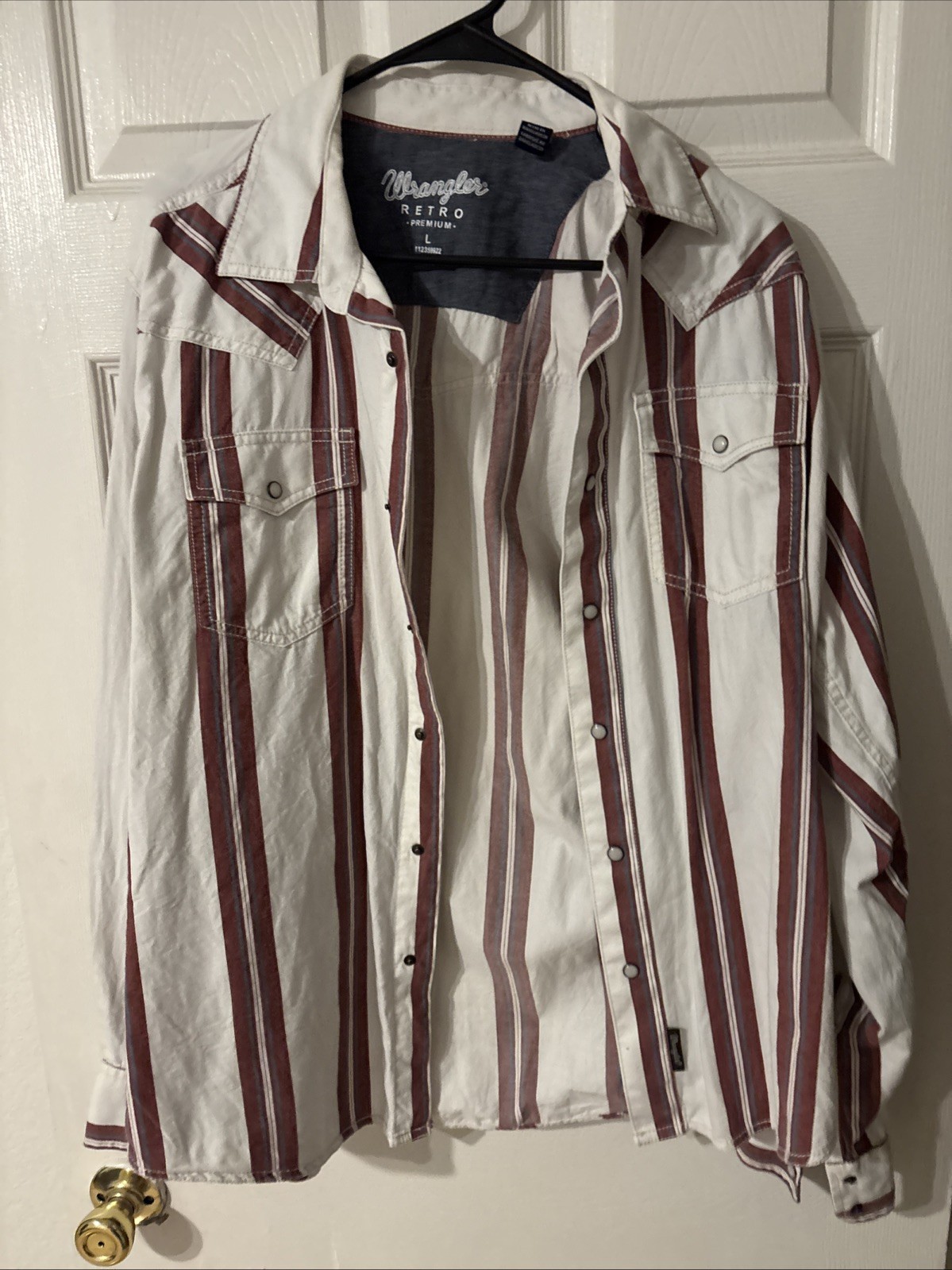 Wrangler Men's Long Sleeve Retro Western Pearl Snap Shirt Tan Size Large