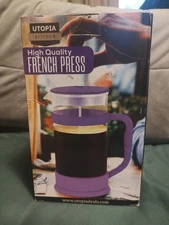 Utopia Kitchen French Press Coffee Maker Glass Purple