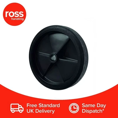 ROSS HANDLING Hard Wearing Solid Rubber Wheel Black Plastic Centre 125mm Dia. 15mm Bore UK