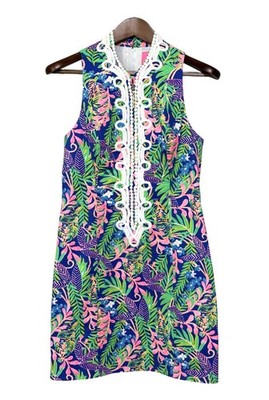 Lilly Pulitzer Dress Sz 6 Alexa Shift Borealis Blue How You Like Me Prowl Tiger