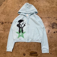 Light Blue Waffle Knit Zip Up Hoodie 0132 Auden