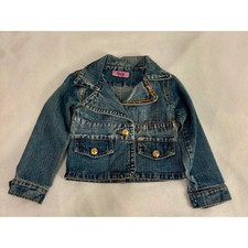 R EDUCED Girls Size 4 Embellished Distressed Blue Jean Denim Jacket