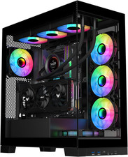 Mid Tower PC Case with Dual Tempered Glass Panels, RGB High Airflow ATX PC Case